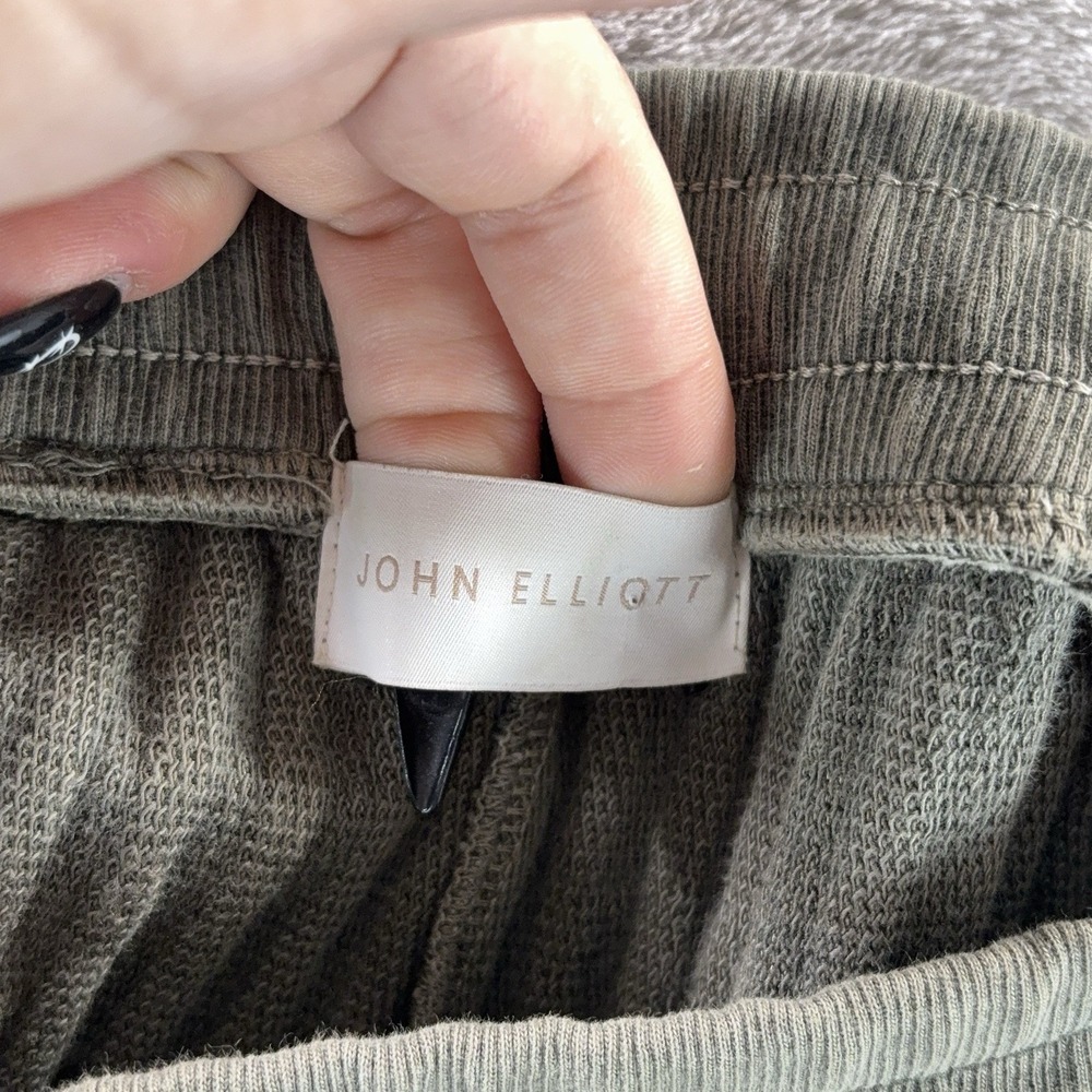 JOHN ELLIOTT‎ Ginza Ribbed Pants Womens Size 0 Green Wide Leg Pull On Casual - Picture 7 of 10